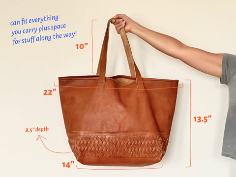 leather shopper bag dimensions